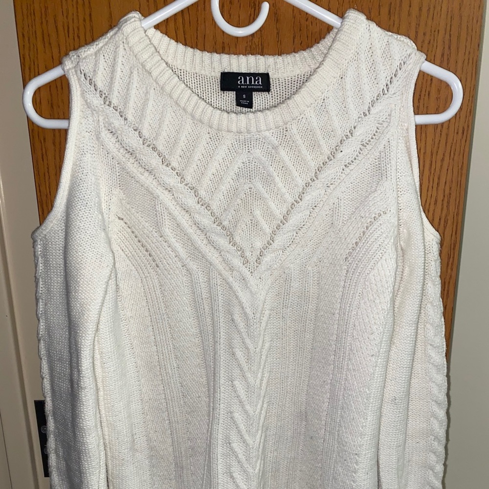White cold shoulder sweater